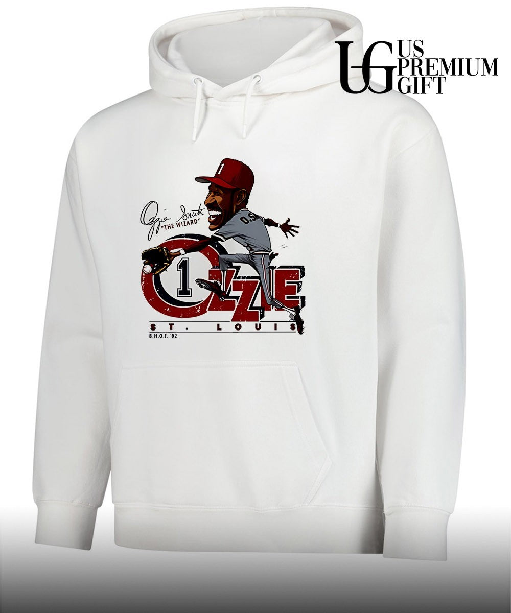 BHof 02 Ozzie Smith The Wizard Catching Baseball St Louis Cardinals baseball caricature signature shirt
