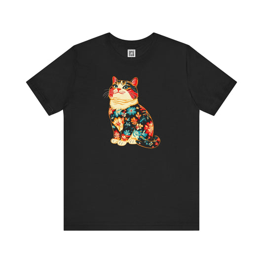 Floral Cat Graphic Tee Style003