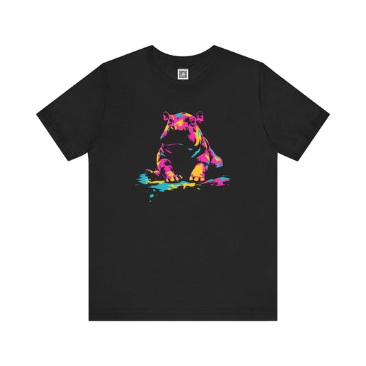 Colorful Hippo Graphic T-Shirt Style001