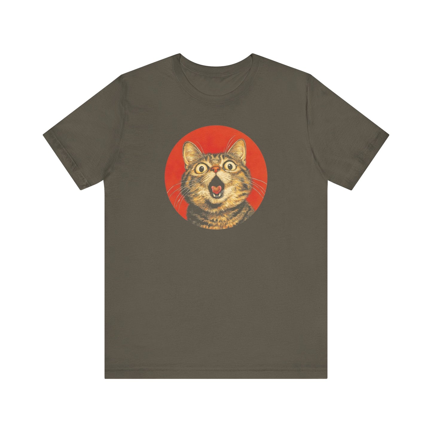 Surprised Cat Graphic Tee Ã¢â‚¬â€œ Bold Vintage Style Cat Lover Shirt