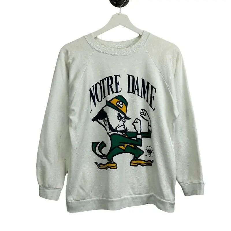 Vintage 80s/90s Notre Dame Fighting Irish NCAA Graphic Sweatshirt Size Medium T-Shirts, Hoodie | UrbanDripWear.com