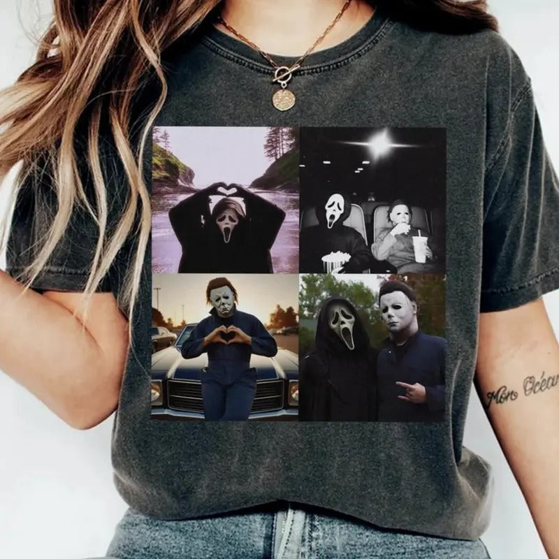 90s Scream Halloween Heart Hands Album Tshirt, Retro Michael Myers Halloween Shirt, Ghostface Shirt, Halloween Heart Tee,...