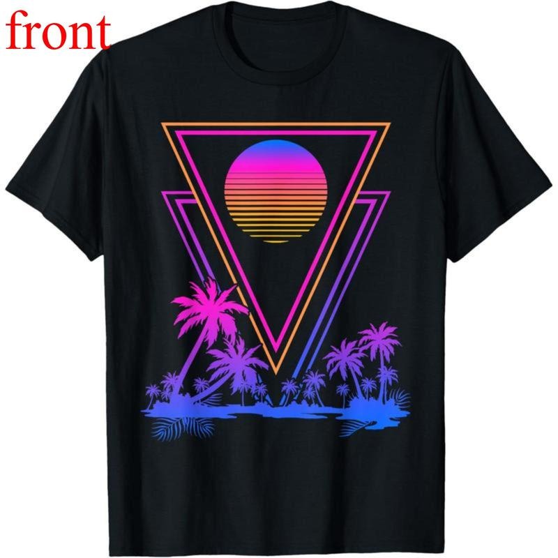 90s Vaporwave Aesthetic Palm Trees Retro 80s Art Vaporwave T-Shirt   Graphic tees Shortsleeve Casual Hoodie, Sweatshirt