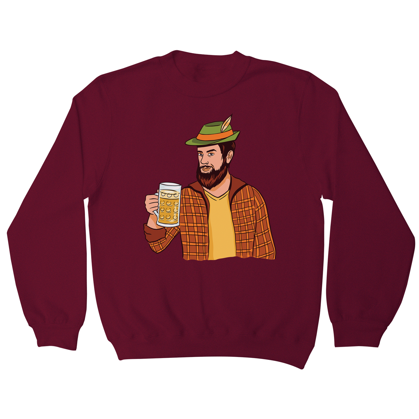 Hipster man with beer sweatshirt