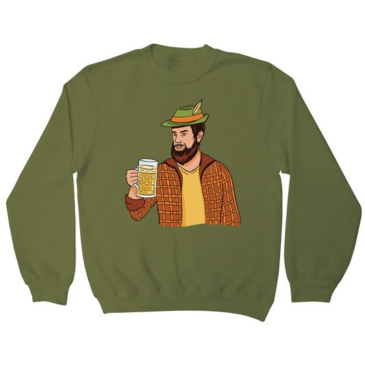 Hipster man with beer sweatshirt