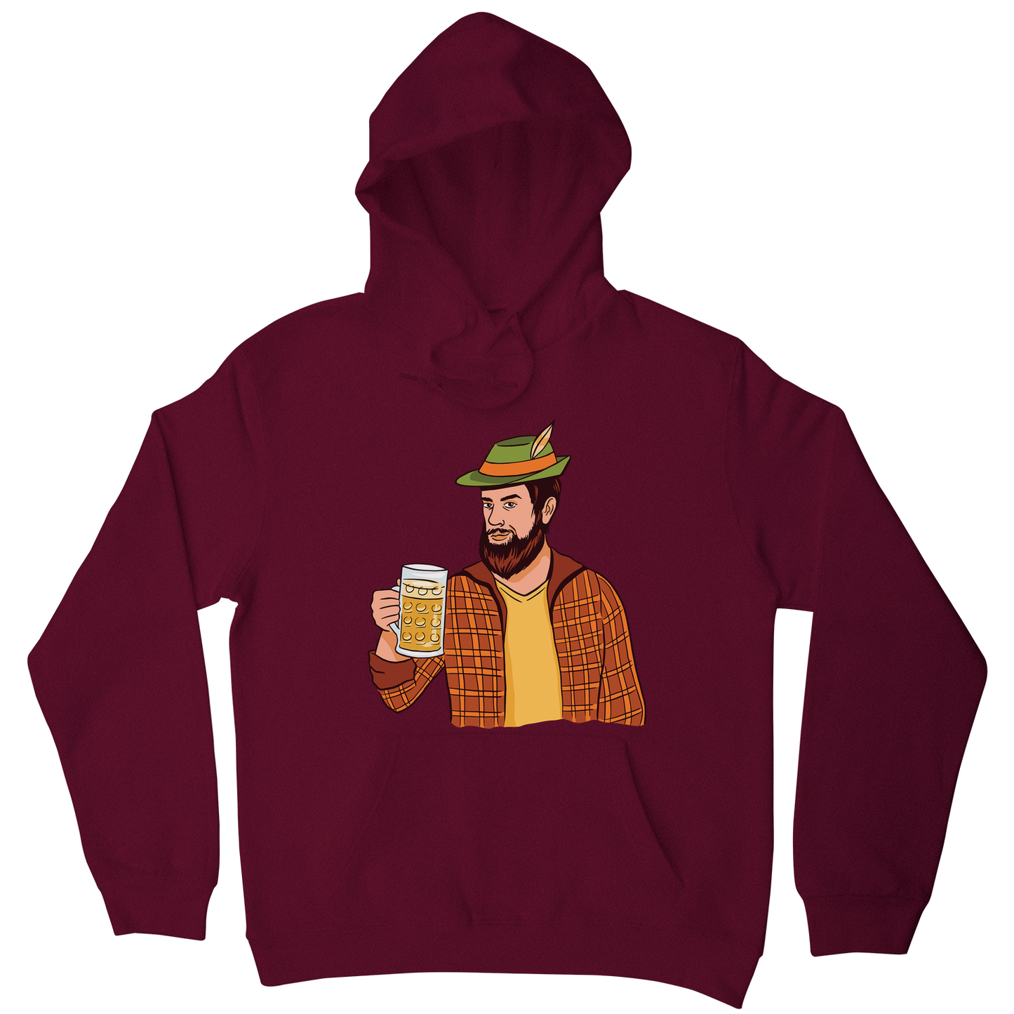 Hipster man with beer hoodie