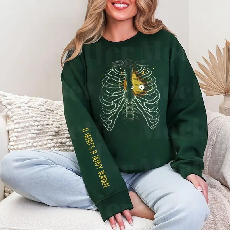 A Heart's A Heavy Burden 2 Sided Hoodie, Sweatshirt, Tshirt, Howls Moving Castle Shirt, Studio Ghibli, Animestyle{n002}3