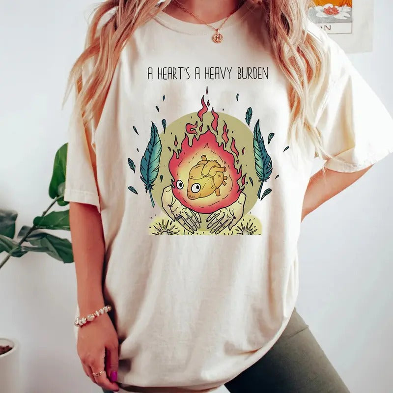 A Heart's A Heavy Burden Calcifer Sweatshirt, T-Shirt, Hoodie | UrbanDripWear.com
