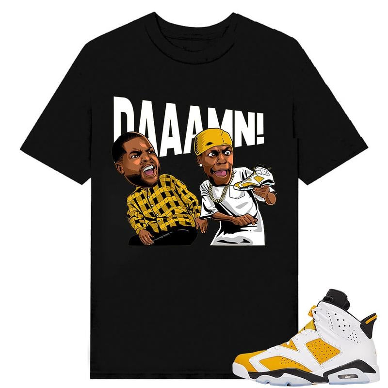 A J 6 Yellow Ochre Unisex T-Shirt, Sweatshirt, DAAAMN, Shirt To Match Sneaker Hoodie | UrbanDripWear.com