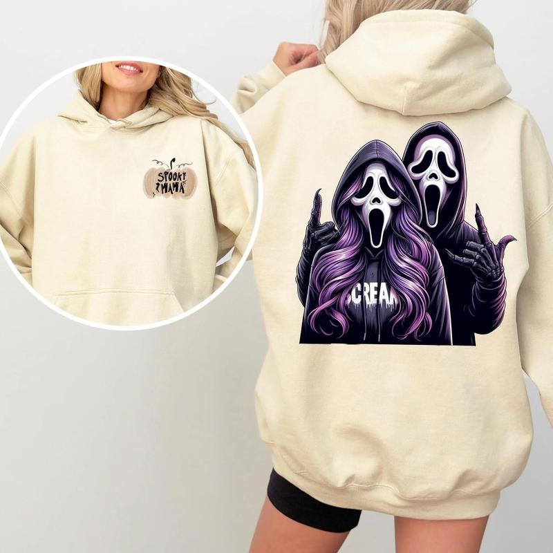 [A NEW COLLECTION] Spooky Mama Hoodie - Sweatshirt - Shirt, Funny Halloween Sweatshirt With Two Ghost Faces, Scary Season...