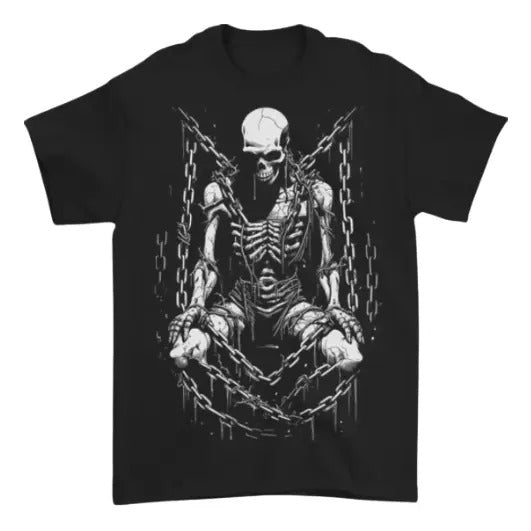 A Skeleton in Bondage Skull Horror Gothic Goth Mens T-Shirt 100% Cotton, Unisex T-shirt, Y2k Shirt, Gift For Men Women...