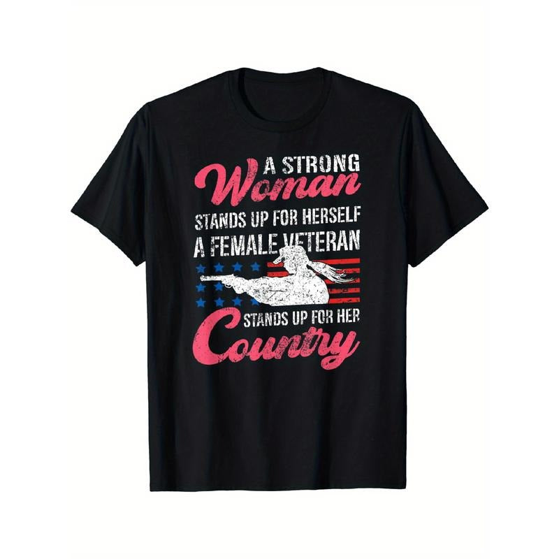 A Strong Woman Stands Up For Herself Female Veteran Soldier T-Shirt Hoodie, Sweatshirt | UrbanDripWear.com