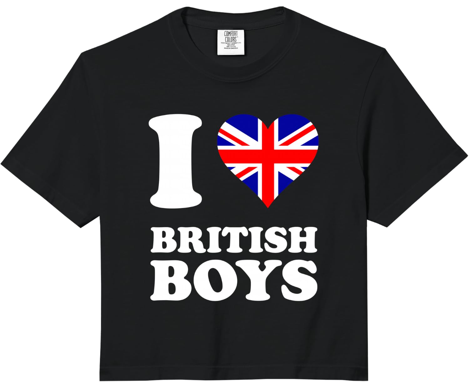 i Love British Boys Comfort Colors Crop Top