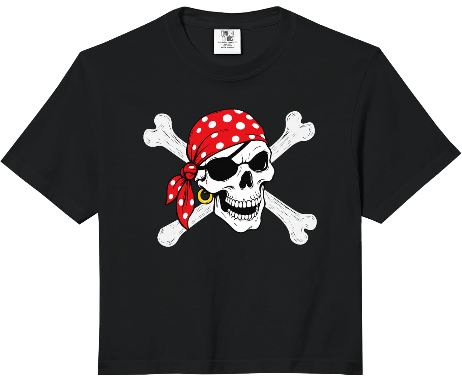 Pirate Skull with Bandana and Crossbones Design Comfort Colors Crop Top