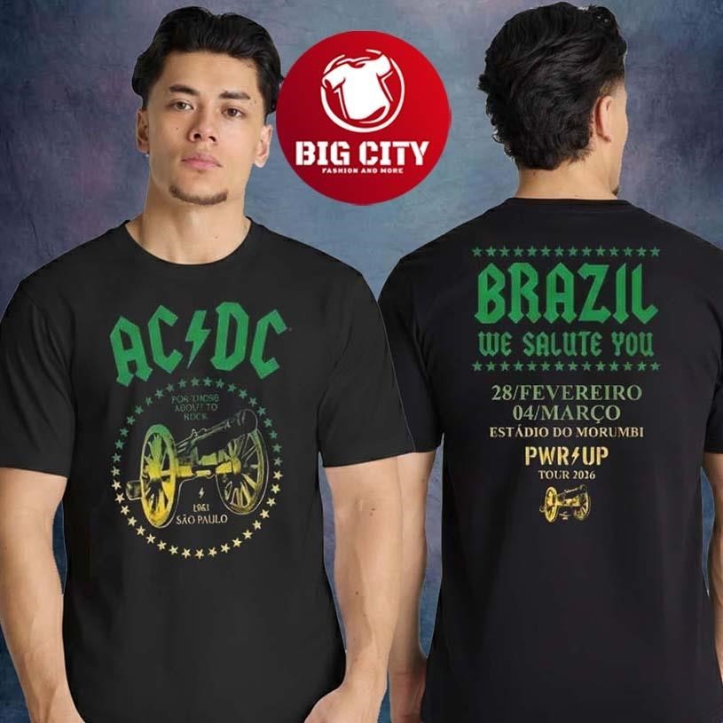AC DC PWR Up Tour 2026 Sao Paulo Pop Up Merch At Tokio Marine Hall 2026 Two Sided Shirt