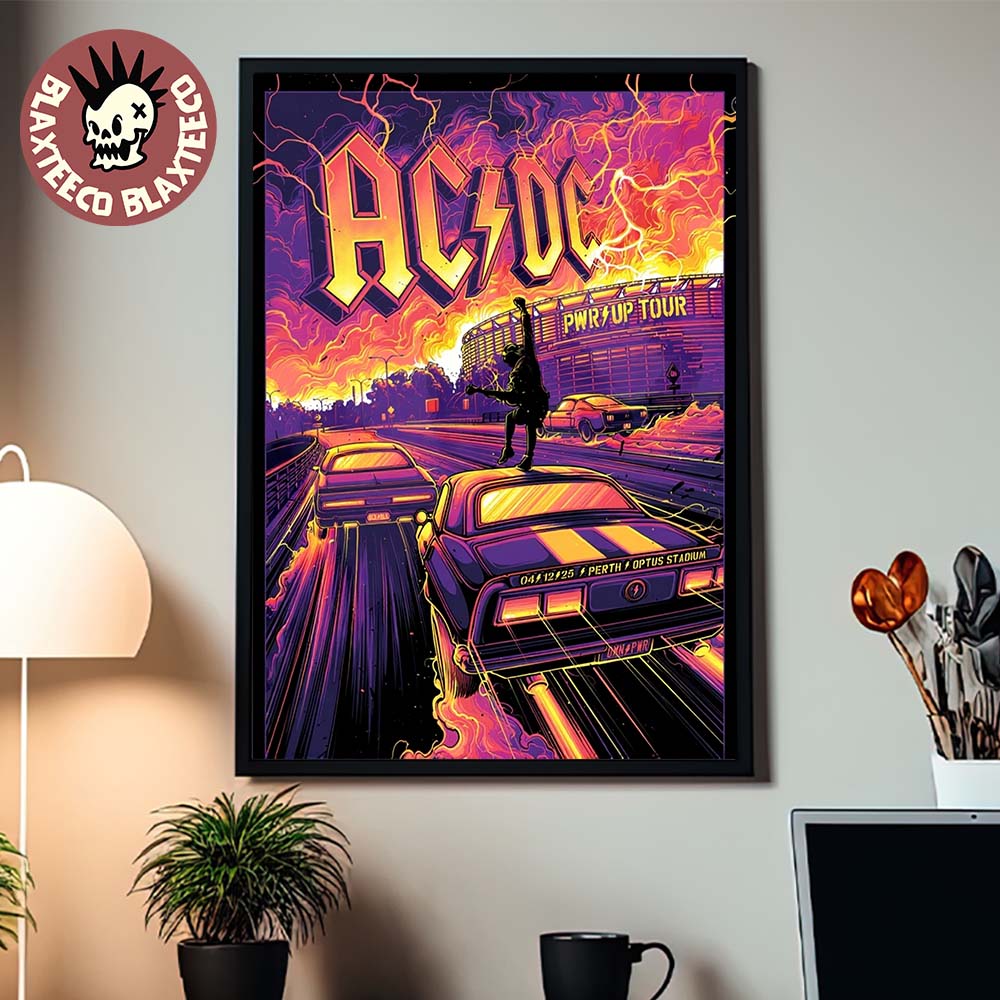 ACDC Perth Australia 2025 Event Poster PWR Up Tour At Optus Stadium On December 4 2025 Home Decor Poster Canvas