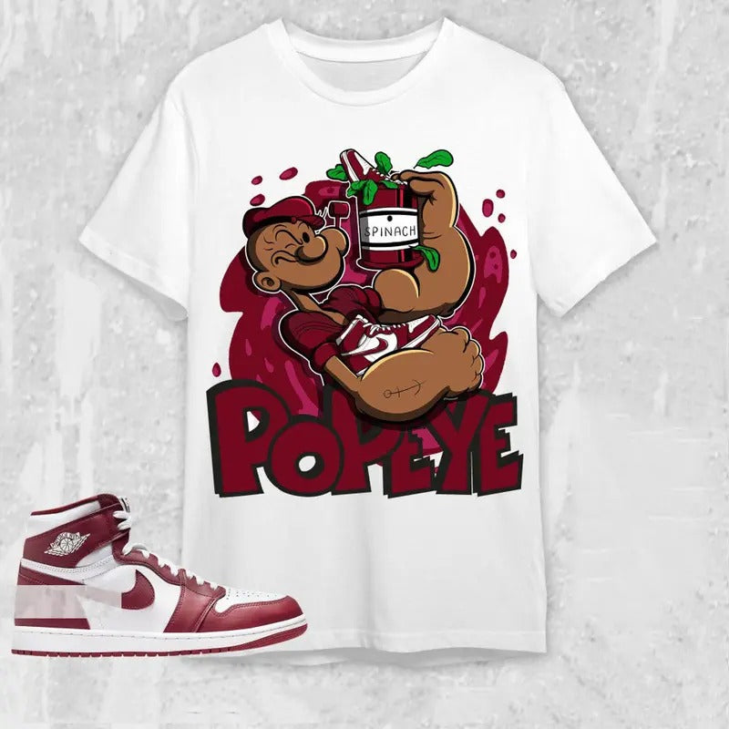 AJ 1 High White Team Red Unisex T-Shirt, The Sailor Man Sneaker Tees, Shirt To Match Sneaker color white Hoodie, Sweatshirt