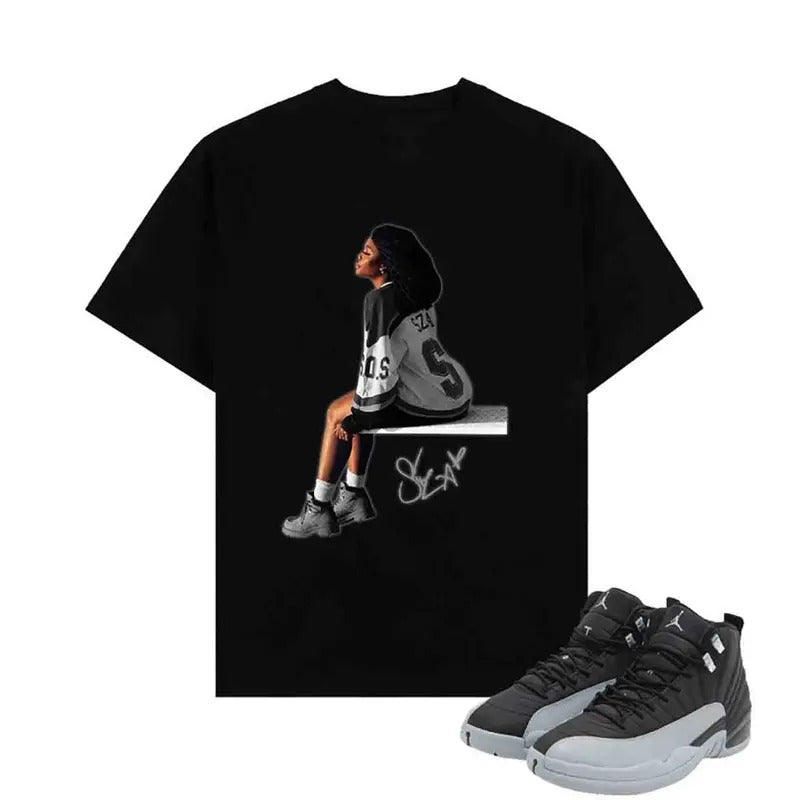 AJ 12 Wolf Grey Sneaker Match Shirt SZA Signature Cotton Shortsleeve Graphic Tee Hoodie, Sweatshirt | UrbanDripWear.com