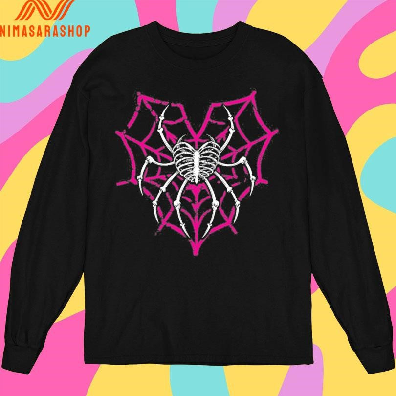 AJ Lee Love Bites Back Boxy Garment Dyed Heart Spider Shirts