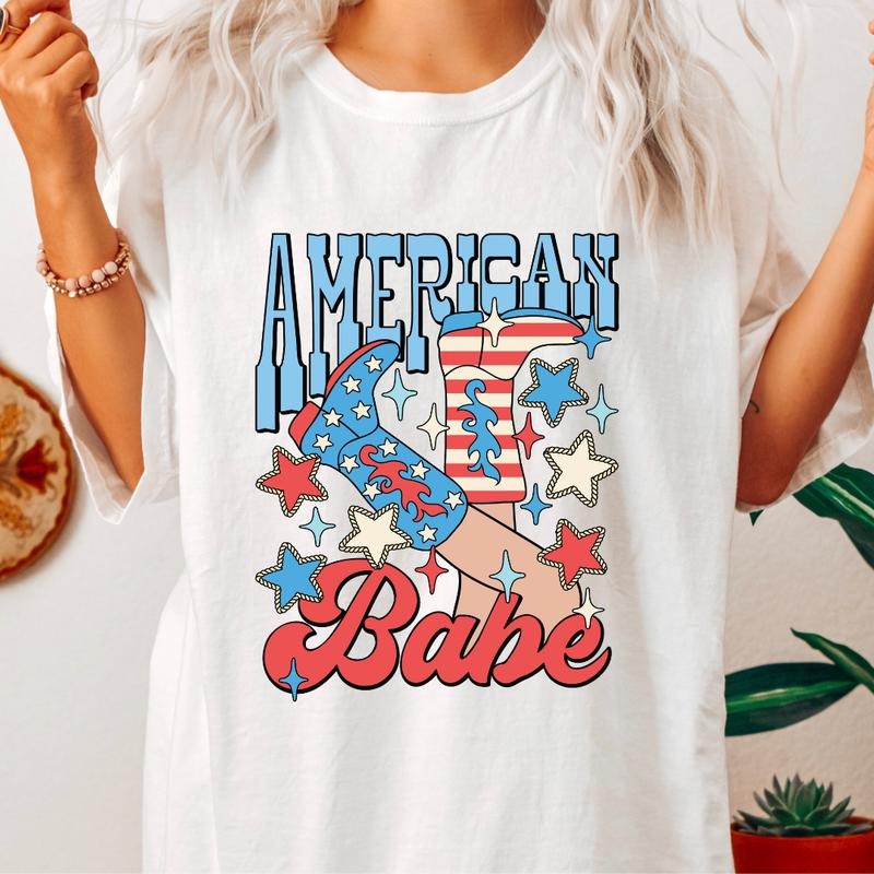 AMERICAN BABE SHIRT, 4TH OF JULY SHIRT, JULY 4TH SHIRT UNISEX COTTON SHIRT, OVERSIZED HOLIDAY SUMMER SHIRT Comfort Fabric...