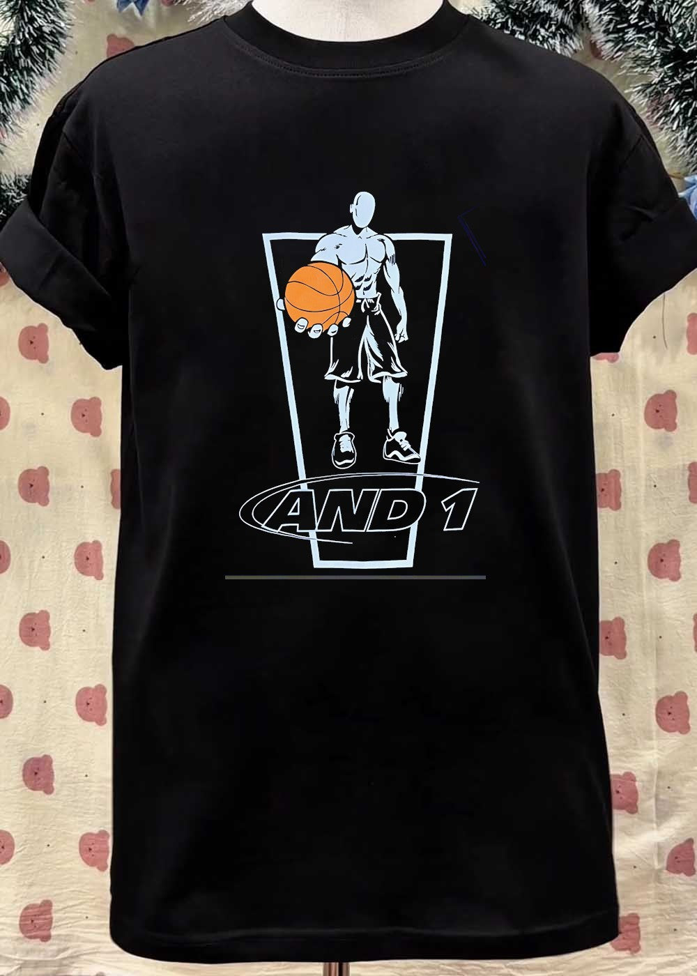 AND 1 Basketball Player Standing with Ball T-Shirt