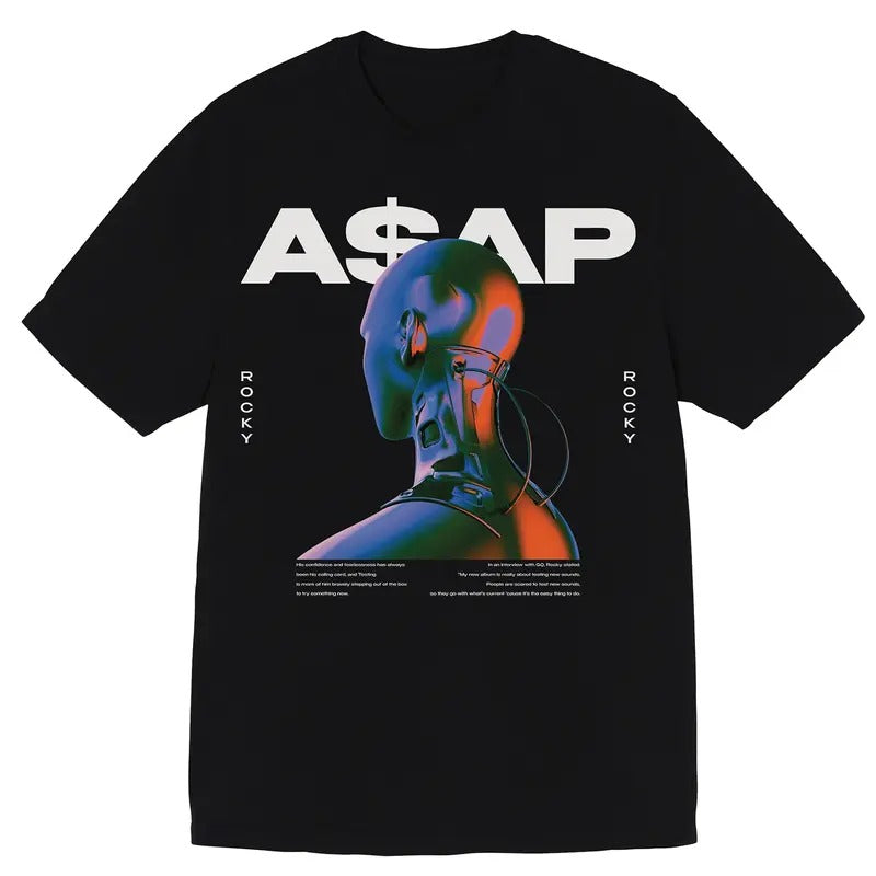 ASAP ROCKY T-Shirt Rapper Graphic Tee Rap Hip Hop Y2k Merch Men Women Menswear Hoodie, Sweatshirt | UrbanDripWear.com