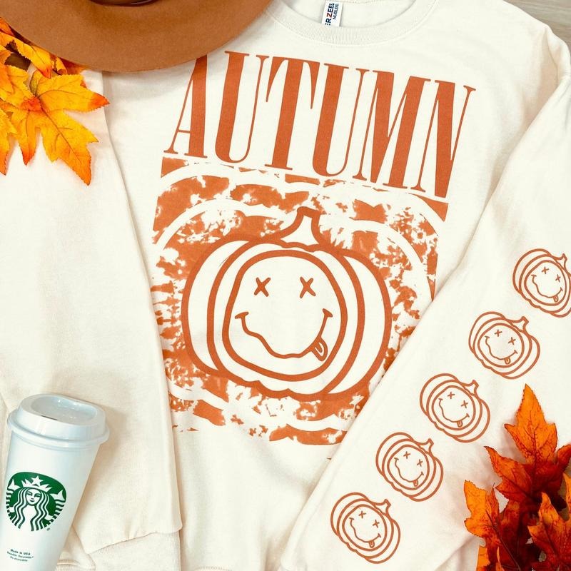 AUTUMN 'Pumpkin Rock' Sweatshirt, Sleeve Print T-Shirts, Hoodie | UrbanDripWear.com