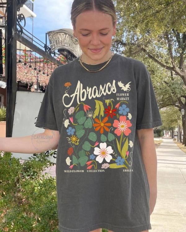 Abraxos flower market t-shirt, Fantasy bookish Merch, Floral Abraxos tshirt, Fantasy Dragon tee shirt, Book Shirt,...