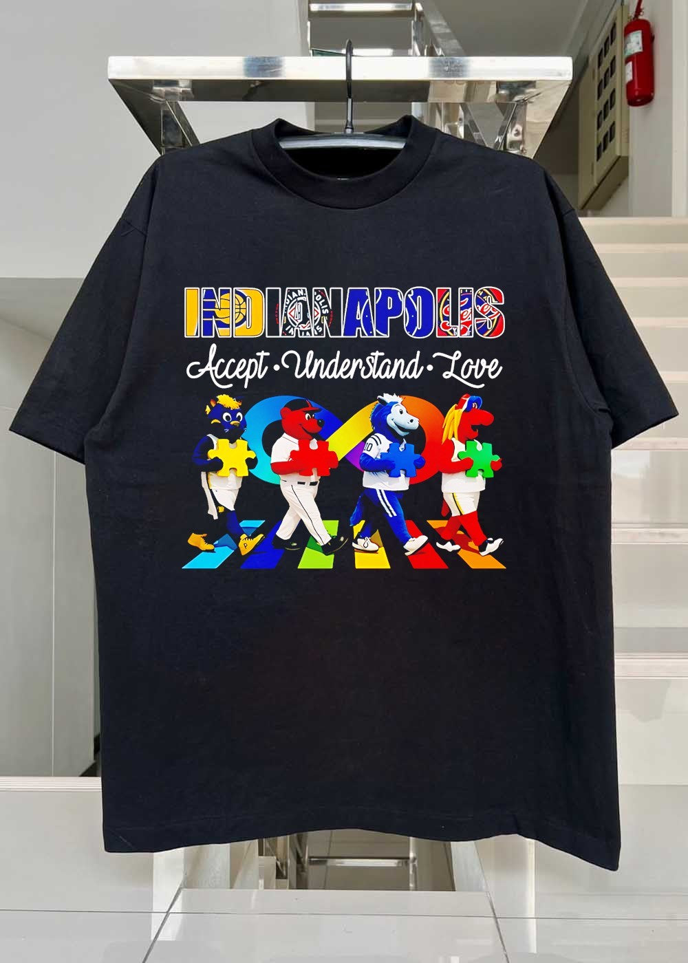 Accept Understand Love Indianapolis Mascots Puzzle Piece Sports T-Shirt