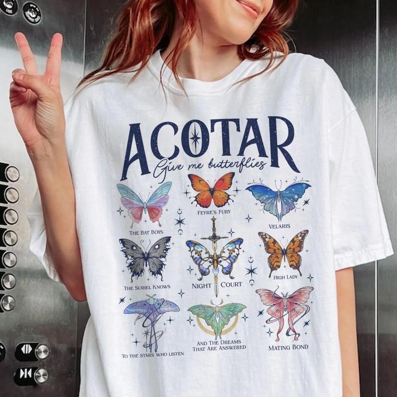 Acotar Butterflies Sweatshirt, Acotar Give Me Butterflies T-Shirt, Velaris The Night Court Shirt, Feyre And Rhysand Tee,...