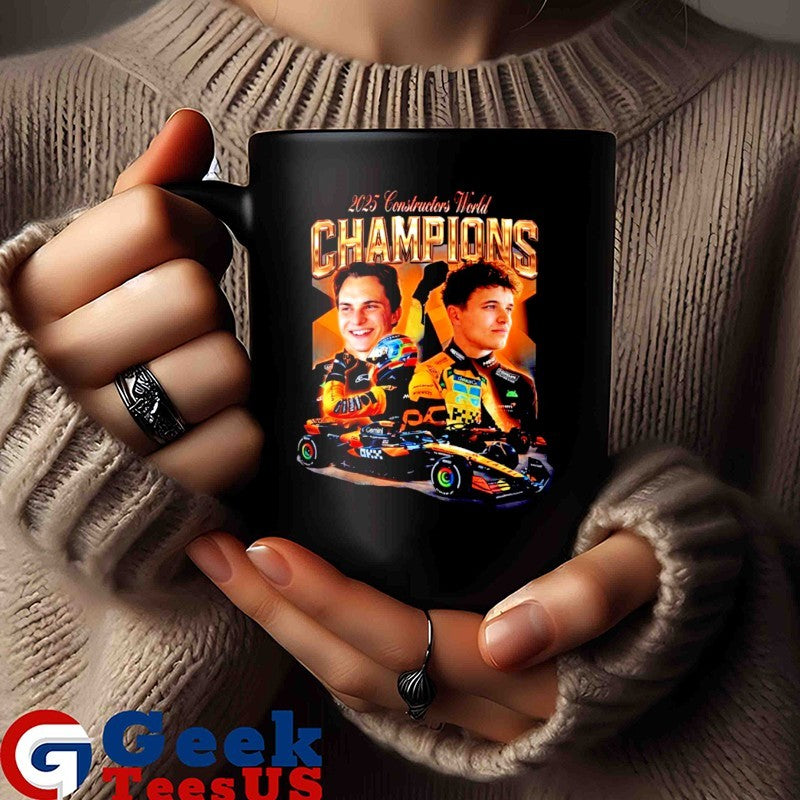 Adele wearing Lando and Oscar Formula 2025 Constructors World Champions T-shirt