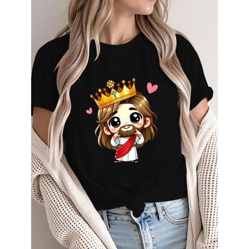 Adorable Women's White T - Shirt with Chibi