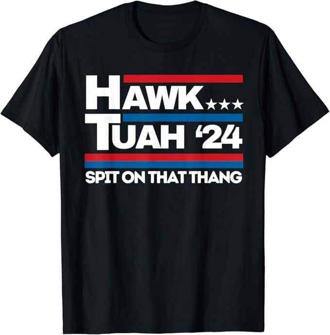 Adult Humor Shirts, Hawk Tuah 24 Spit On That Thang American Flag T-Shirt Cotton Menswear Casual Classic Hoodie, Sweatshirt