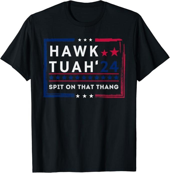 Adult Humor Shirts, Hawk Tuah 24 Spit On That Thang American Flag T-Shirt Menswear Casual Classic Hoodie, Sweatshirt