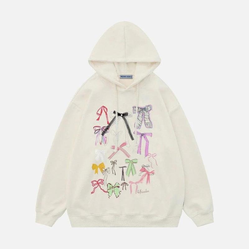 Aelfric Eden Bow Hoodie for Women Oversized Graphic Hoodies Fleece Pullover Sweatshirts Fall Clothes with Colorful Bows...