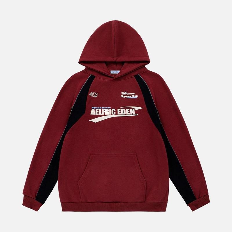 Aelfric Eden Racing Graphic Hoodie Print Oversized Unisex Streetwear Vintage Hoodie Y2k Sweatshirt Pocket Pullover T-Shirts