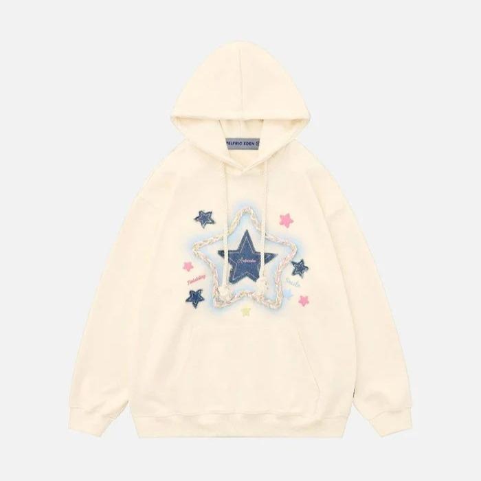 Aelfric Eden Unisex Oversized Hoodies Star Graphic Fleece Hooded Streetwear Unisex Sweatshirts Pullover with Pocket...