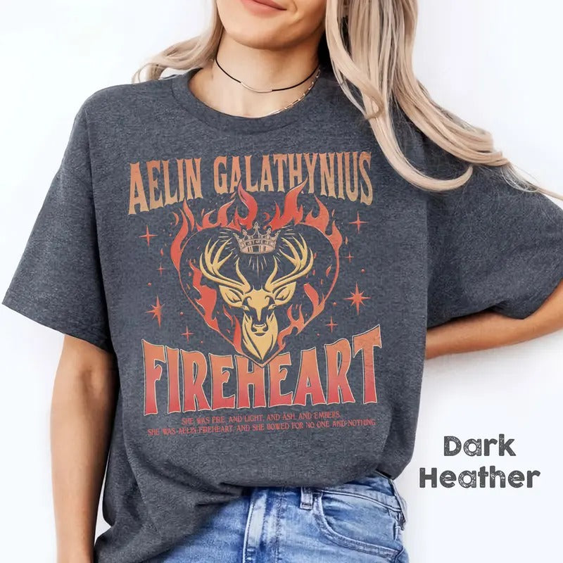 Aelin Galathynius Fireheart Shirt, Throne Of Glass Fan T-shirt, Kingsflame The Thirteen Shirt, Throne of Glass Merch Tee...
