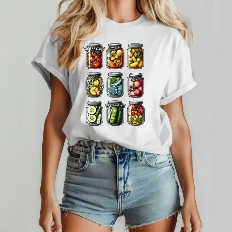 Aesthetic Canned Pickles Shirt Trendy Homemade Pickles Hoodie Cute Canning Jars Sweatshirts Farming Shirt Gift For Food...