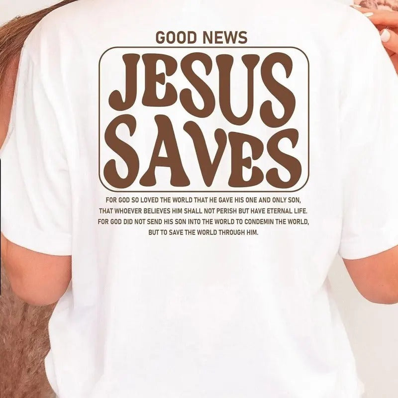 Aesthetic Jesus Saves Shirt Bible Verse Shirt Christian Apparel Brown Christian Shirt Jesus Apparel Christian Streetwear...