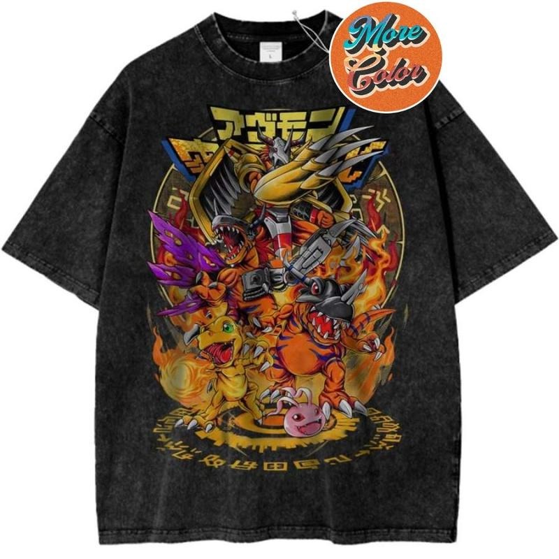 Agumon Greymon Digimon Anime Vintage Shirts, Cotton Unisex T-shirt, Crew Neck, Size S- 3XL, Menswear Top, Womenswear Top...