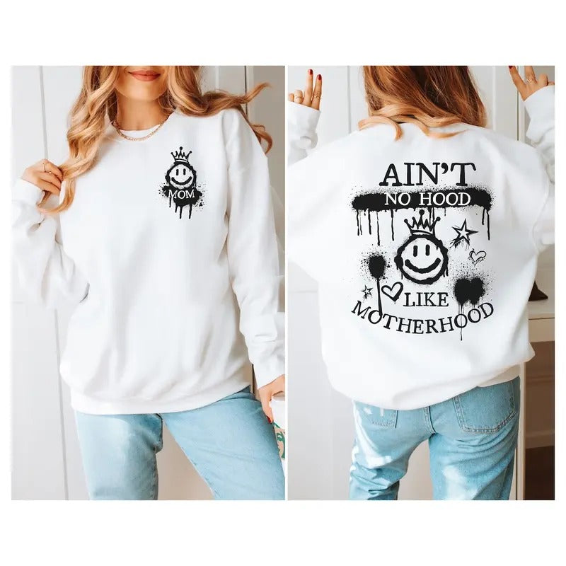Ain't No Hood Like Motherhood Unisex Crewneck Sweatshirt, Mother's Day shirt Hoodie | UrbanDripWear.com