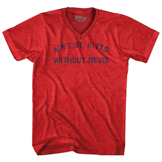 Ain't St. Kitts Without Nevis Adult Tri-Blend V-neck T-shirt Style003