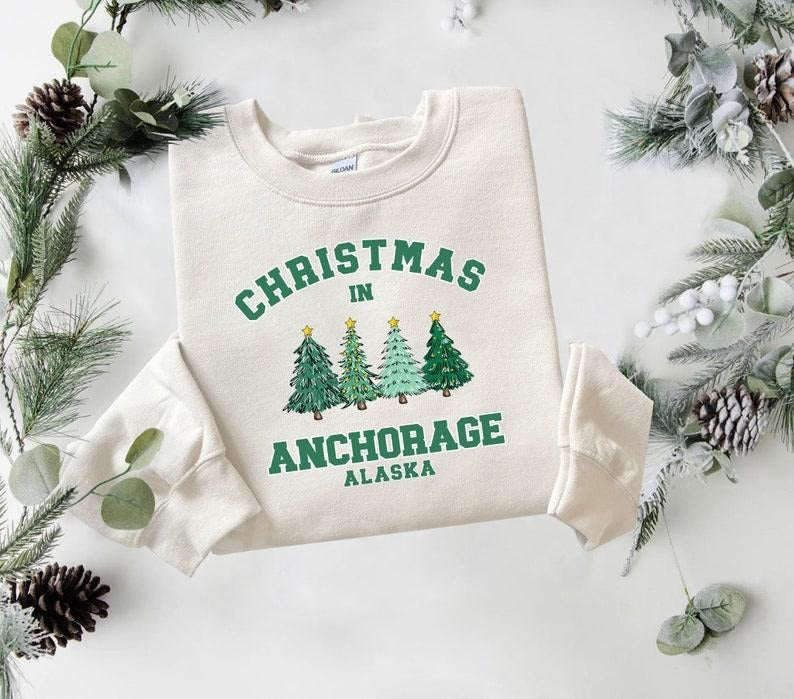 Alaska Christmas Sweatshirt, Anchorage Sweater, State Shirt, Personalized City Name Shirt, Christmas Trip Sweatshirt,...