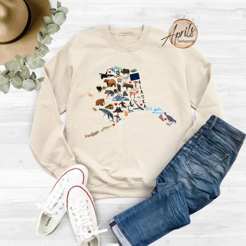 Alaska Sweatshirt, Alaska Hoodie, State Sweatshirt Fashion Sweaters T-Shirts | UrbanDripWear.com