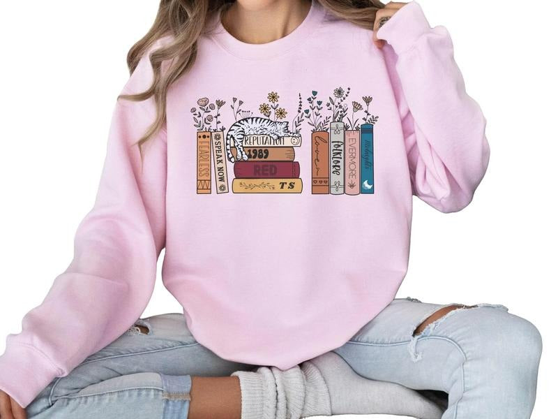 Albums As Books Sweatshirt, Trendy Aesthetic For Book Lovers, Crewneck Shirt Hoodie | UrbanDripWear.com