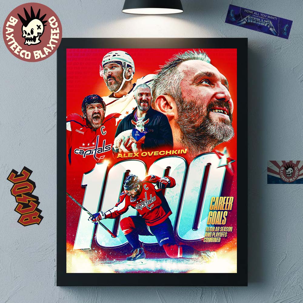 Alex Ovechkin Washington Capitals NHL 1000 Career Goals In Regular Season And Playoffs Combined Home Decor Poster Canvas