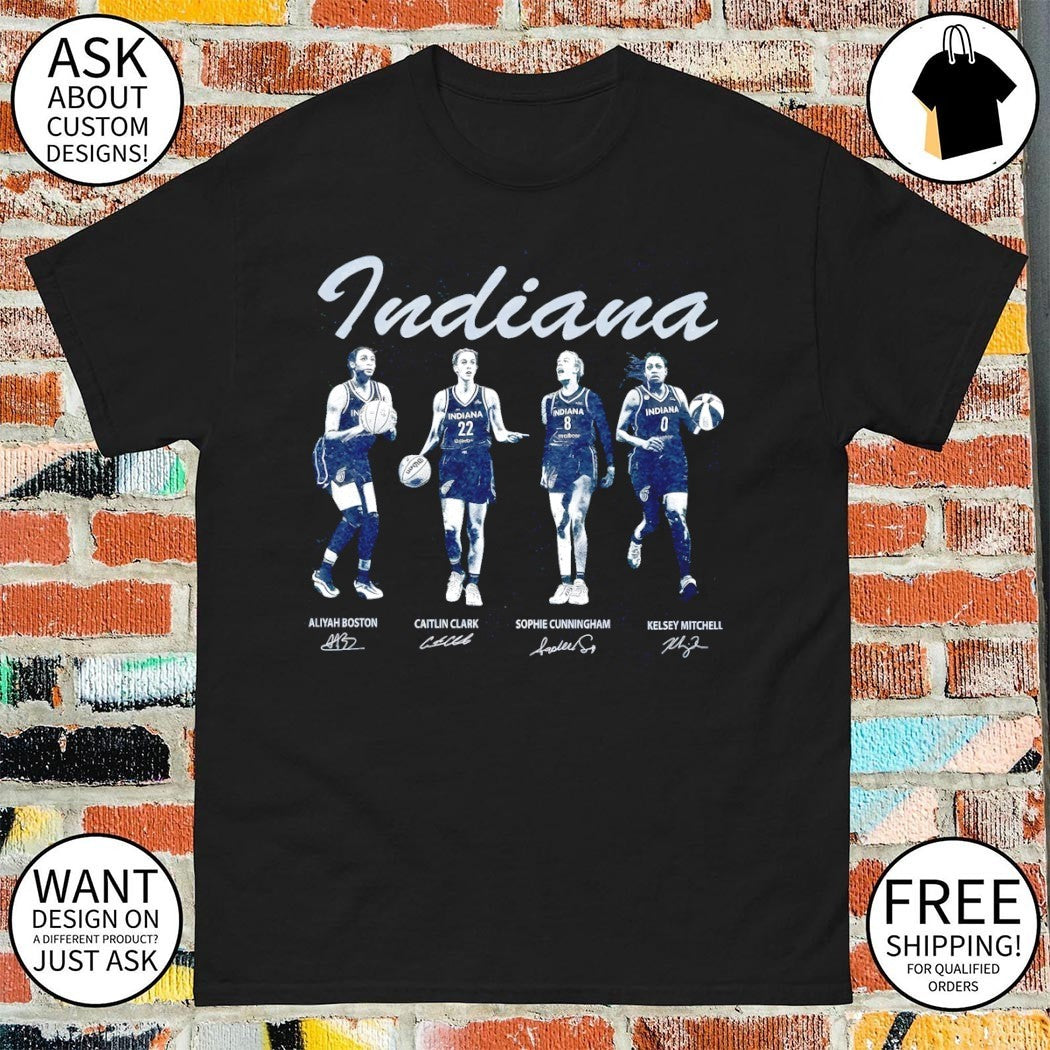 Aliyah Boston Caitlin Clark Sophie Cunningham Kelsey Mitchell Indiana Fever Basketball WNBA 2026 signature shirt