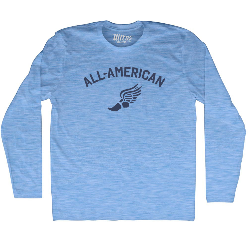 All-American Running Track Winged Foot Adult Tri-Blend Long Sleeve T-shirt Style003