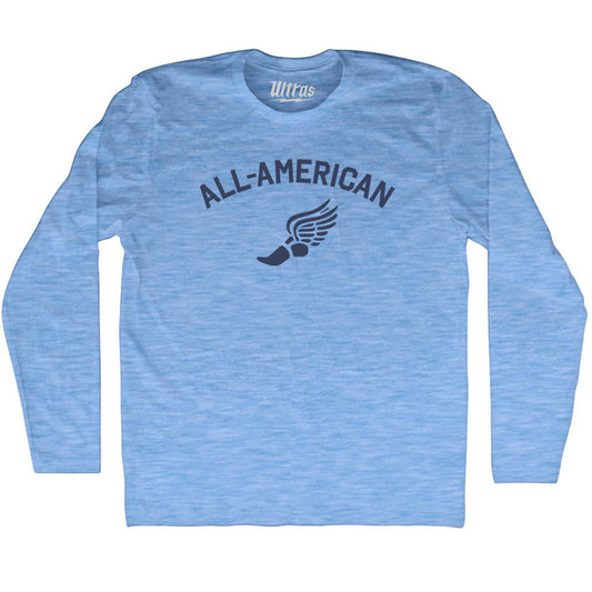 All-American Running Track Winged Foot Adult Tri-Blend Long Sleeve T-shirt Style003